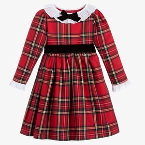 Beatrice and George girls red tartan dress- size 5